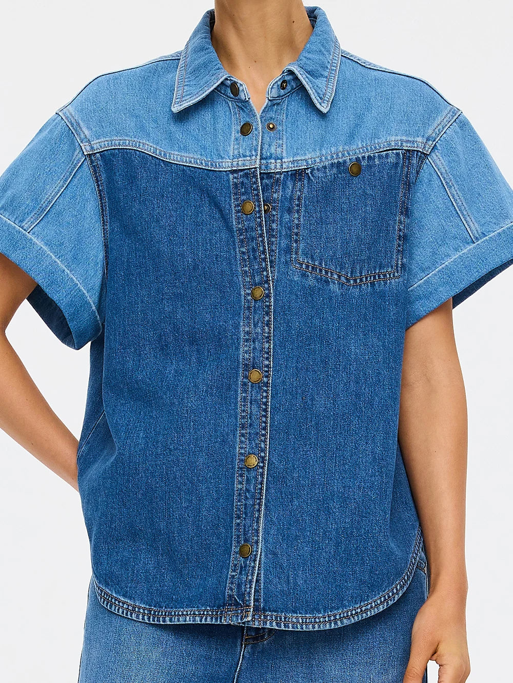 Coralie Denim Shirt Two Tone Blue