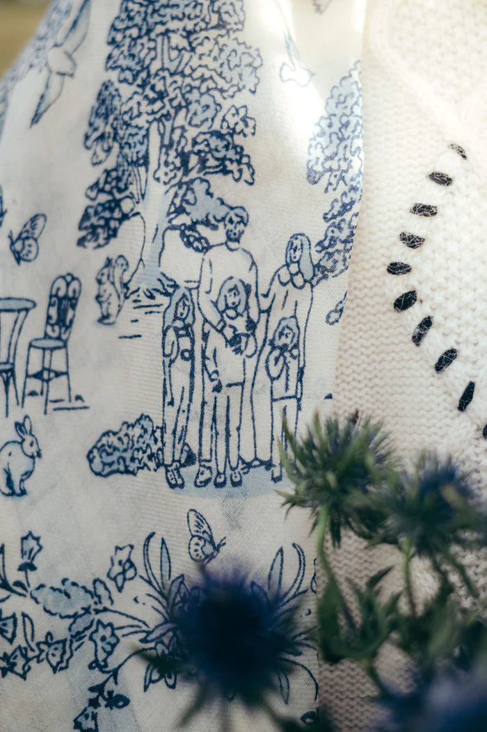 Scarf Toile de Jouy Navy