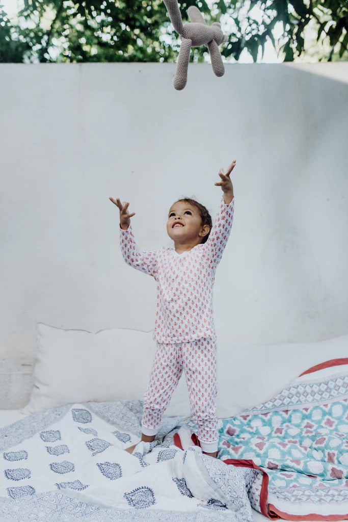 Toddler & Big Kid Cotton Knit PJ Set (Pink City) - Malabar Baby