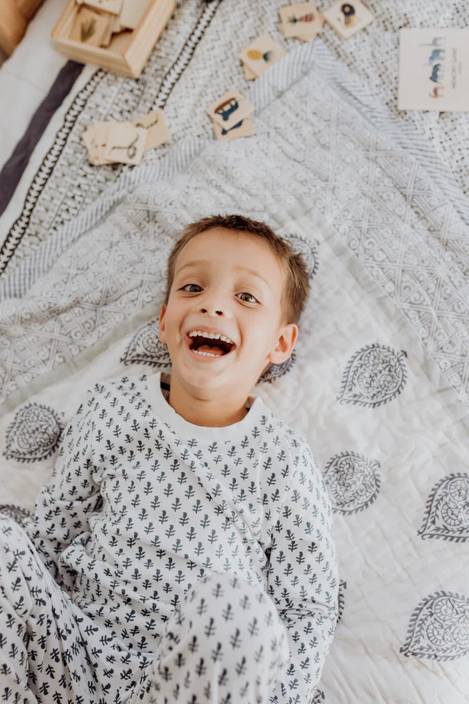 Toddler & Big Kid Cotton Knit PJ Set (Fort Blue) - Malabar Baby