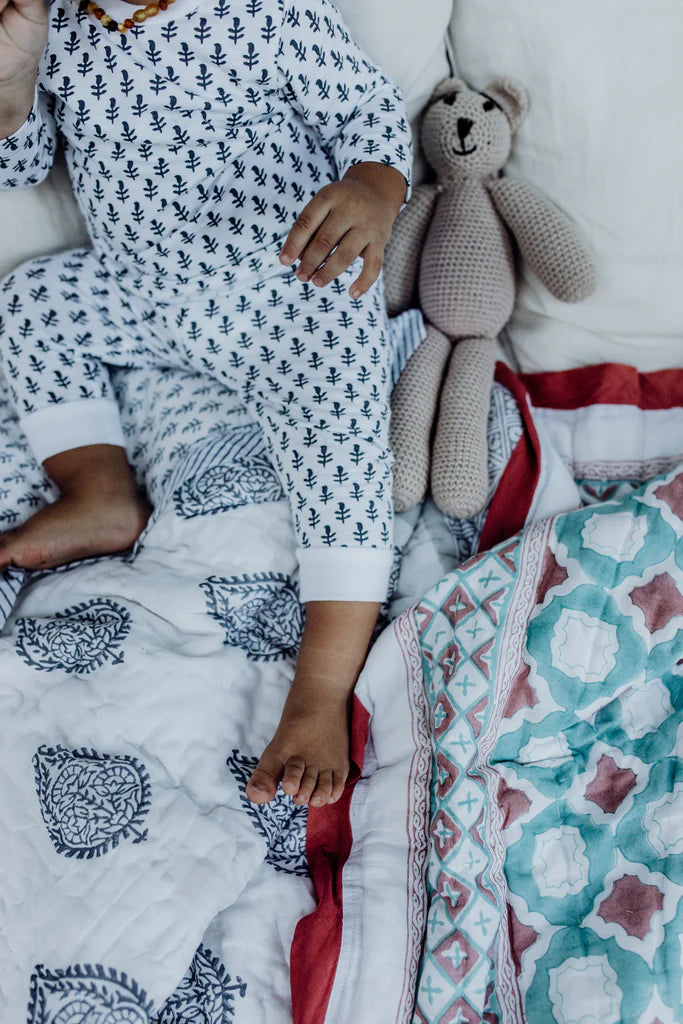 Toddler & Big Kid Cotton Knit PJ Set (Fort Blue) - Malabar Baby