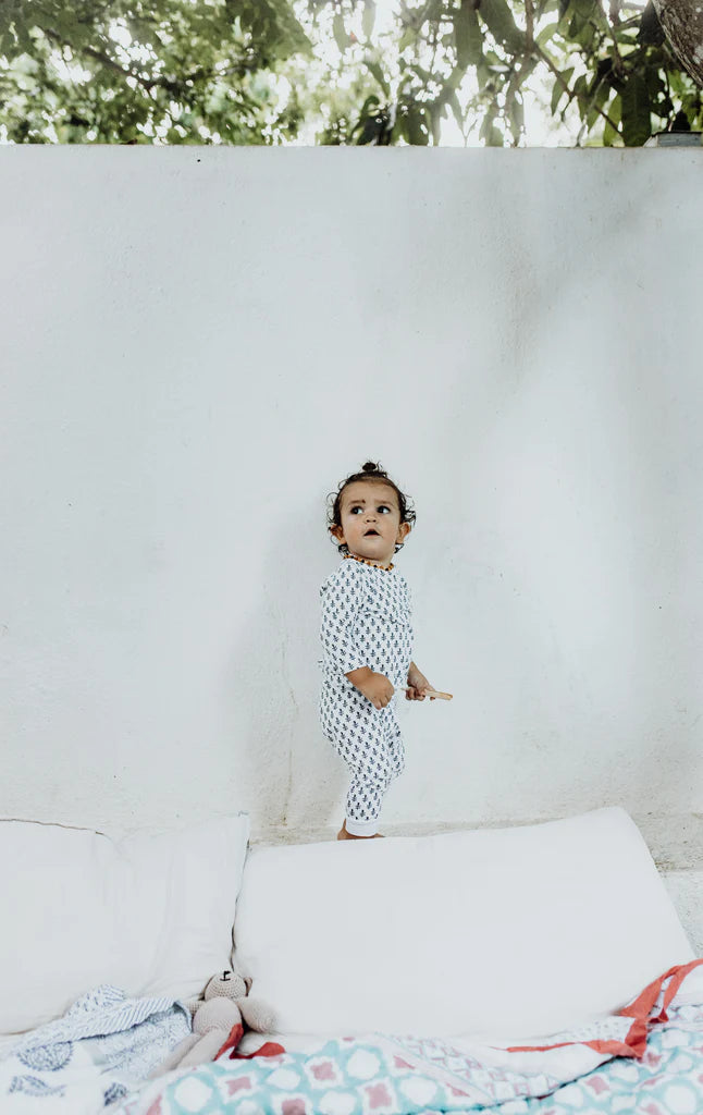 Toddler & Big Kid Cotton Knit PJ Set (Fort Blue) - Malabar Baby