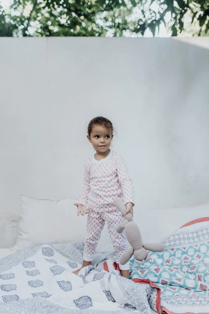 Toddler & Big Kid Cotton Knit PJ Set (Pink City) - Malabar Baby