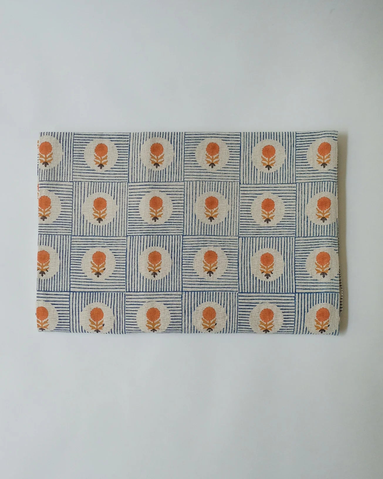 Namita - Hand Block-printed Cotton Table Cloth (Ink Blue)