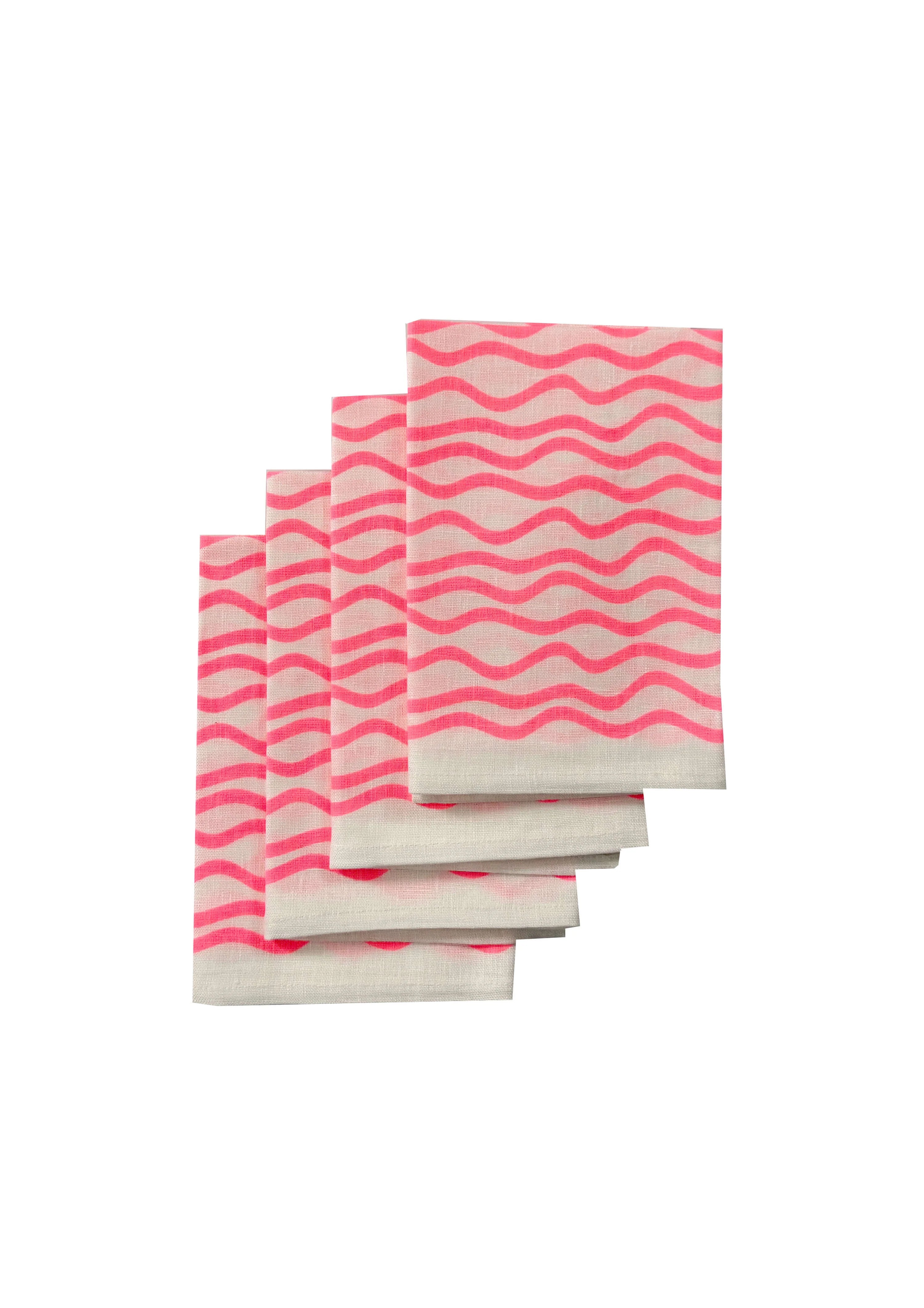 Napkins (set of 4) Wiggly Stripe Flamingo - Aquadoor
