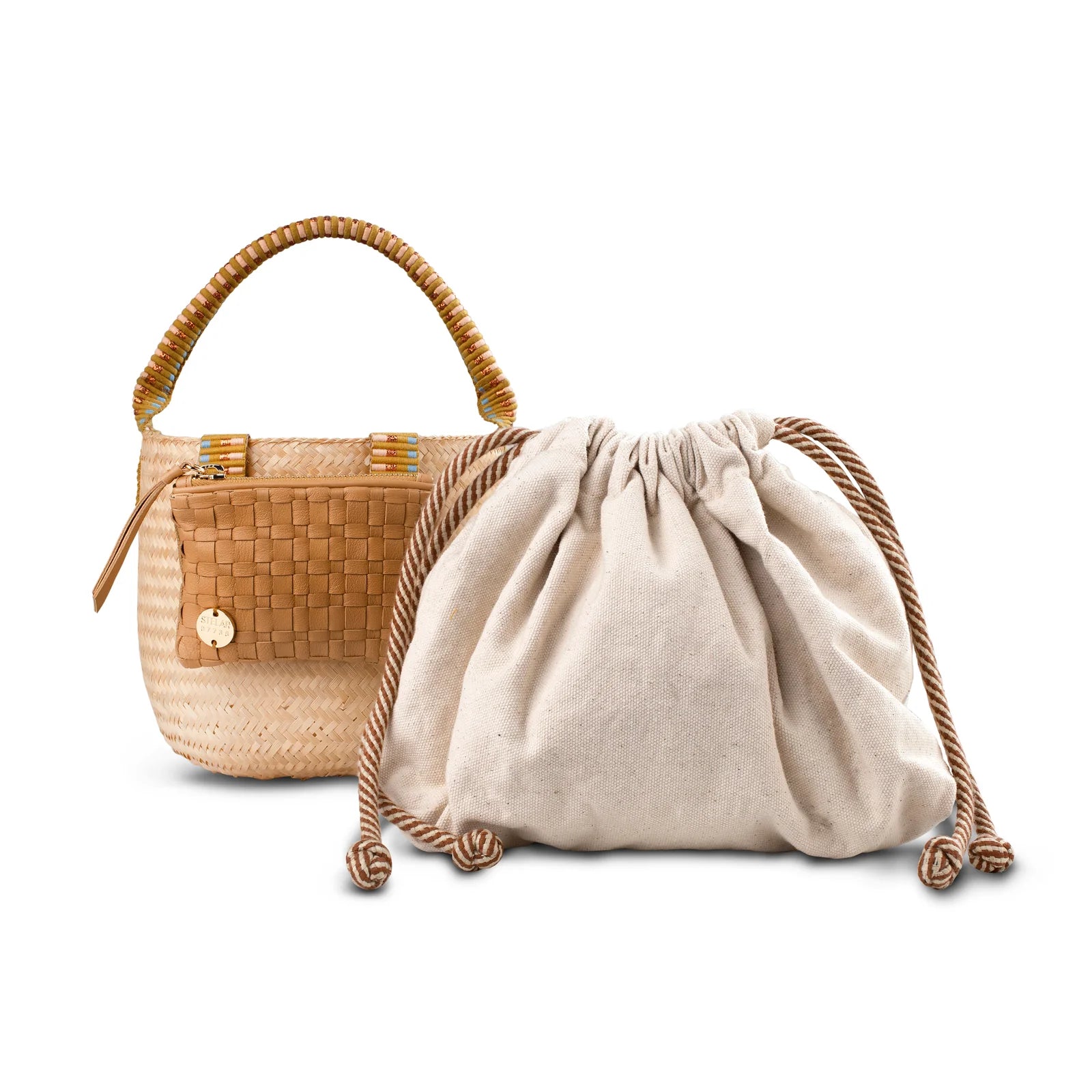 Libur Handheld Bucket Bag Copper Stripe