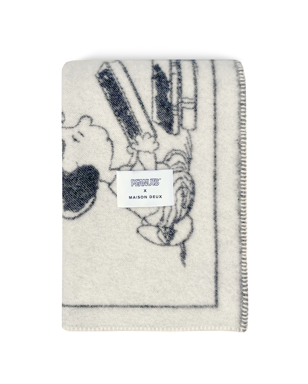 Peanuts Blanket Comic ZZZ White Black - Maison Deux