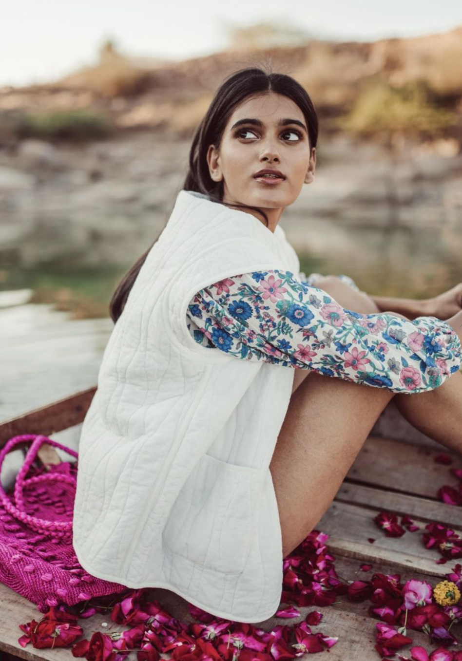 Andre Reversible Vest Blue Summer Meadow - Louise Misha