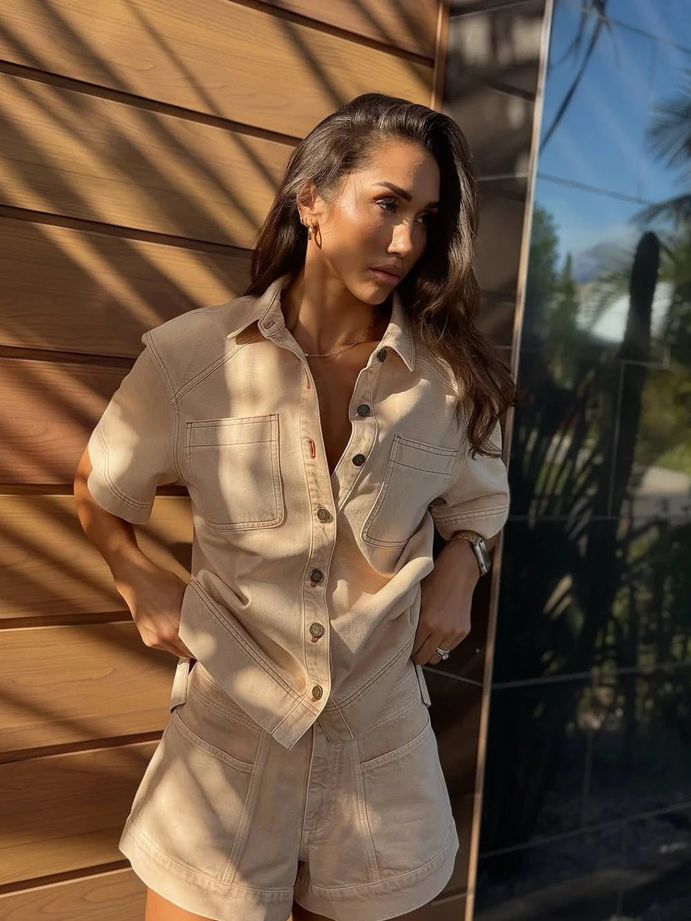 Paloma Denim Shirt Peach