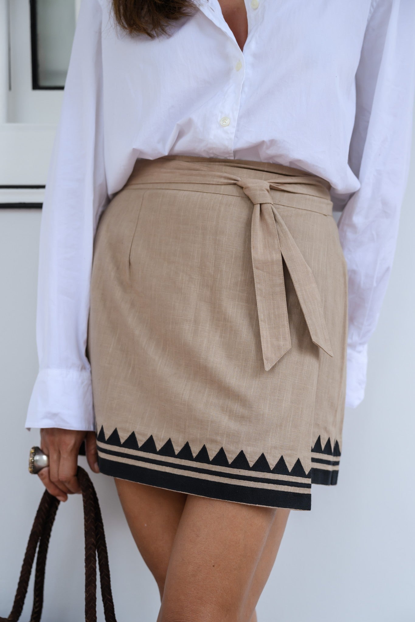 Zig Zag Embroidered Wrap Skirt - Tigers in Paris