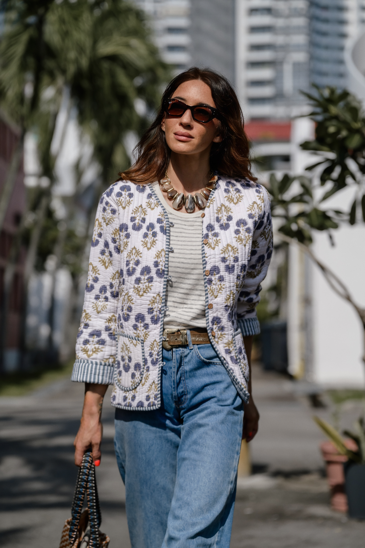 Dimitri Quilted Jacket Indigo Bloom