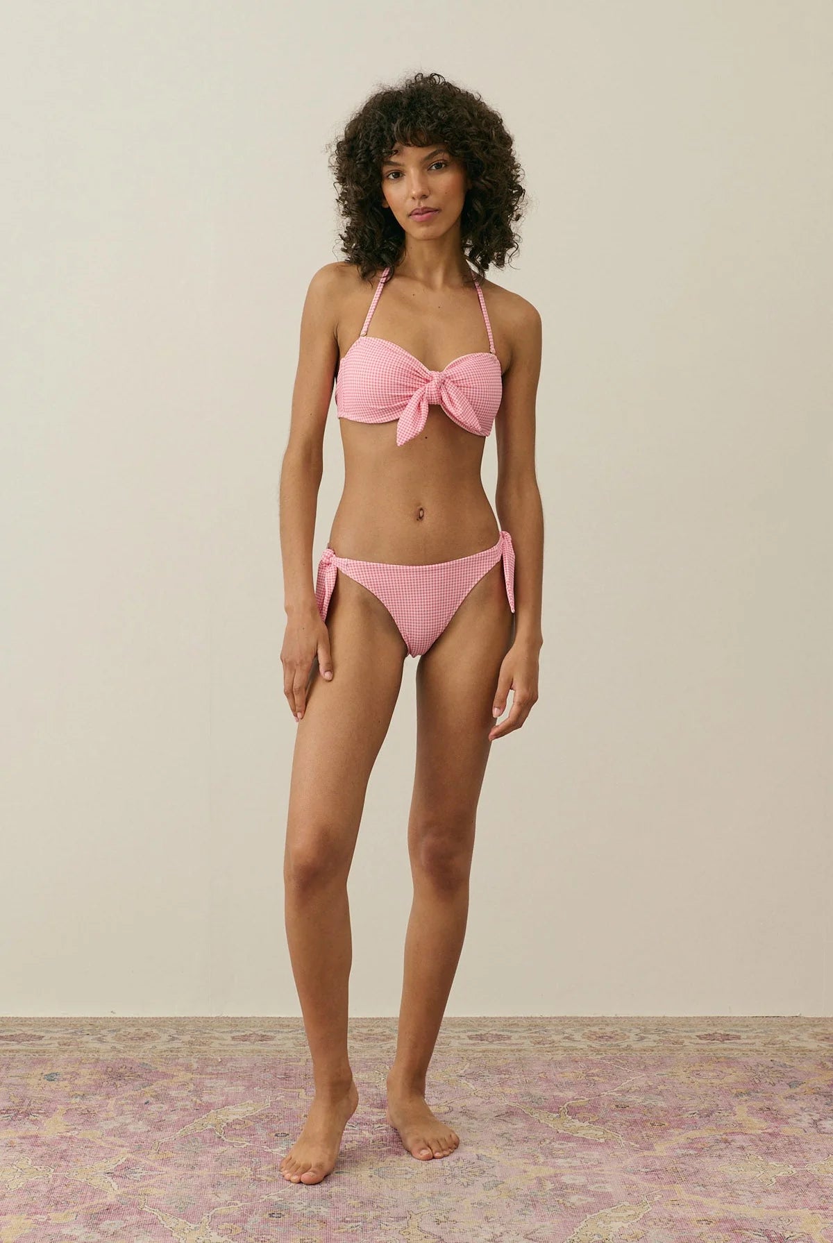 Bikini Top Walnut Pink Fragola Vichy - Louise Misha