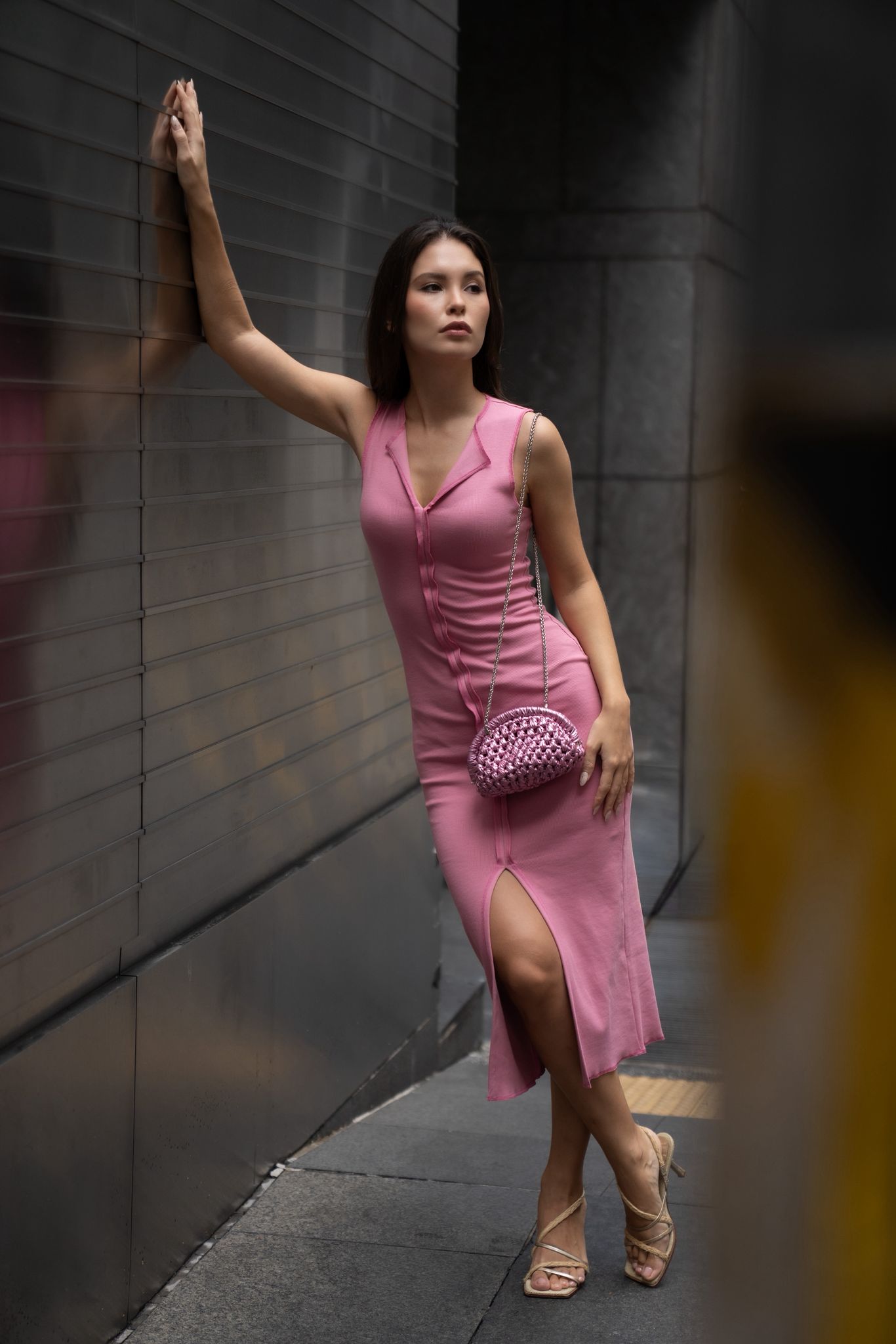 Split Front Midi Dress - Shehara