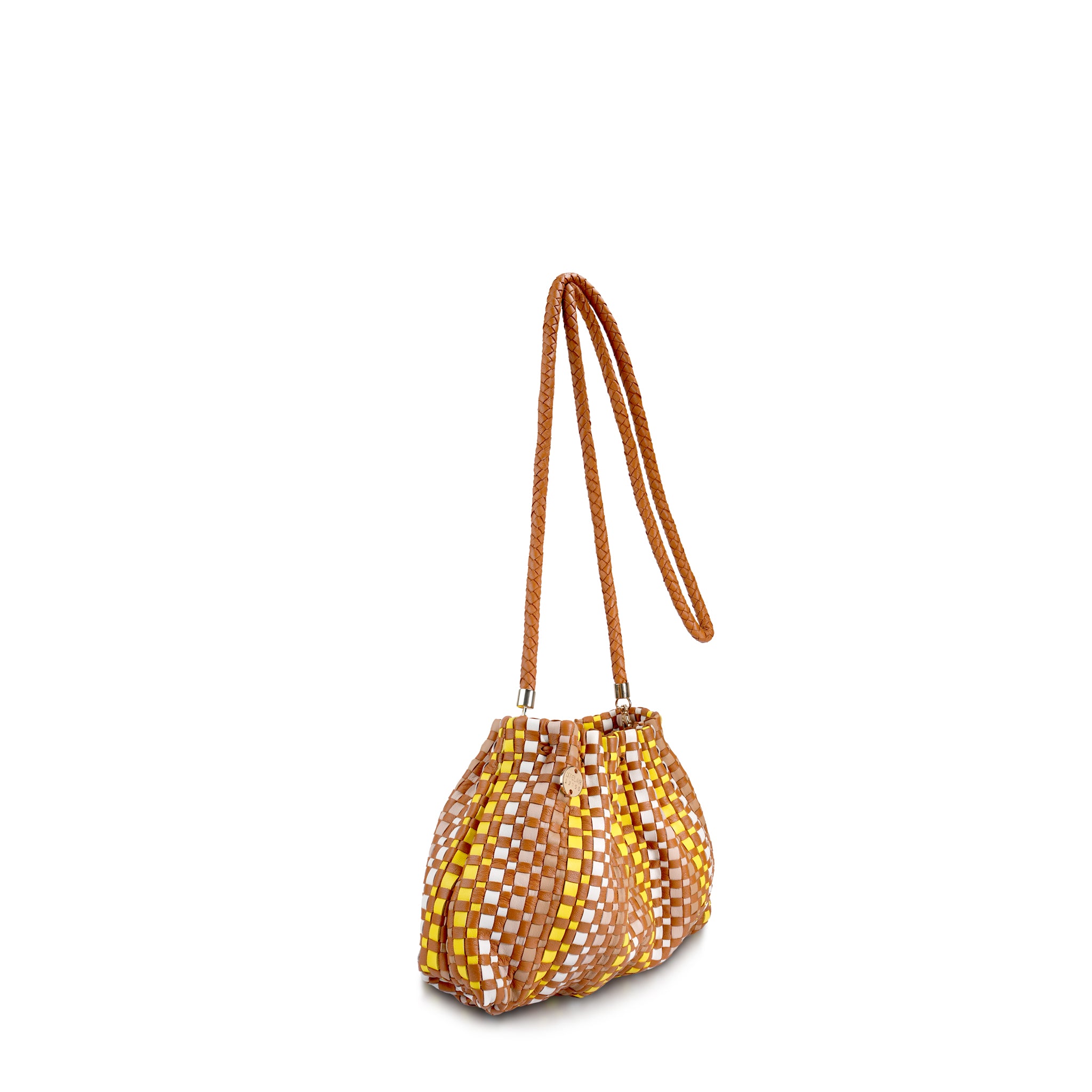 Wini Gathered Leather Crossbody Clutch Bag Citrus Multi