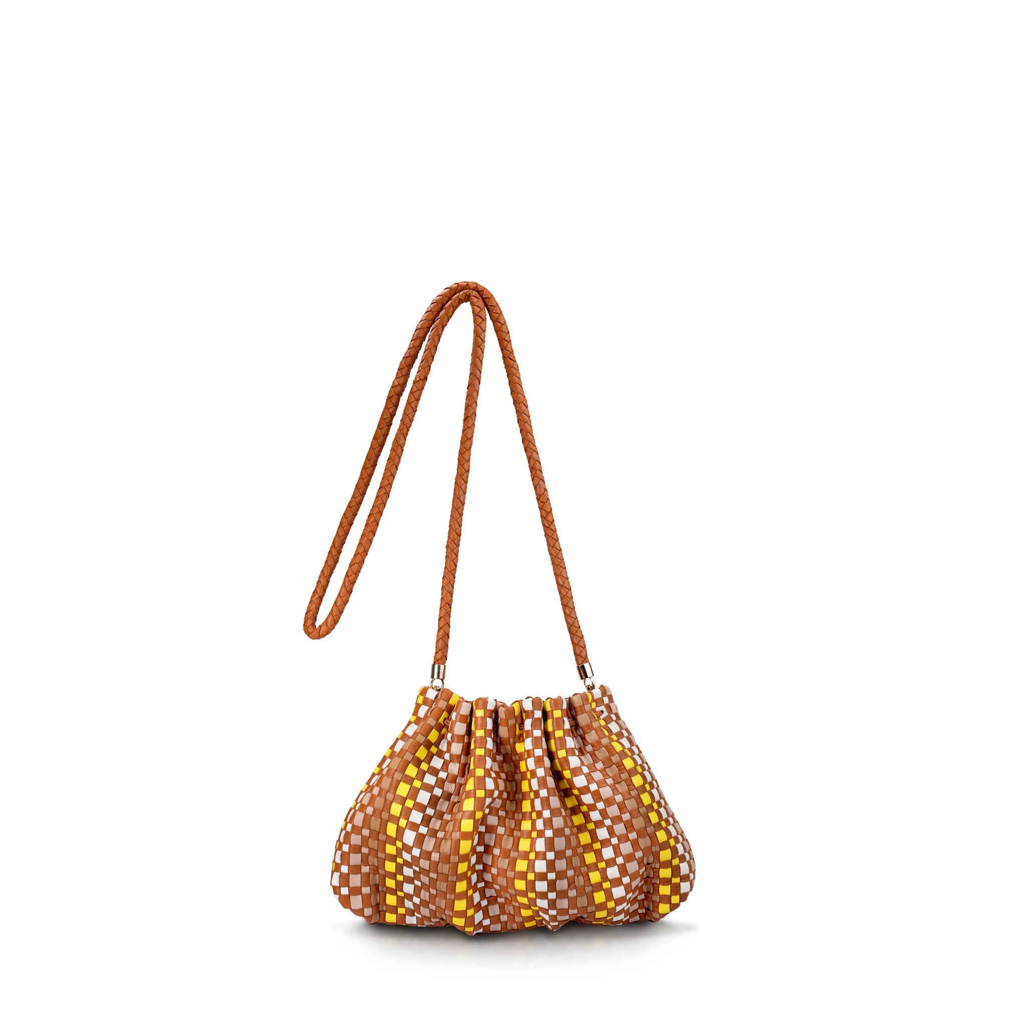 Wini Gathered Leather Crossbody Clutch Bag Citrus Multi