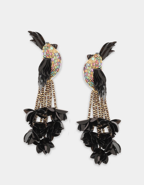 Bird of Paradise Earrings Black