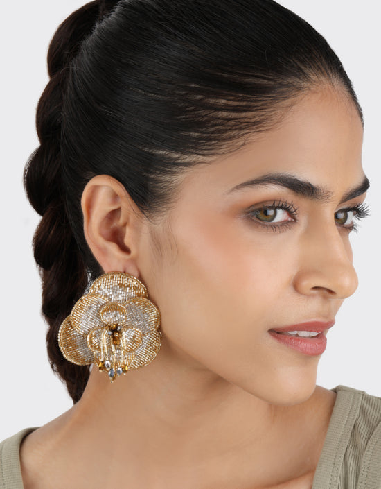 Camelia Earrings Silver Gold