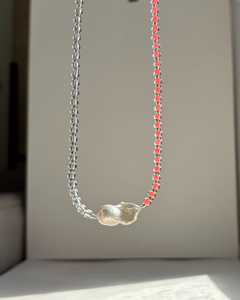 Luxe Pearl Necklace Coral