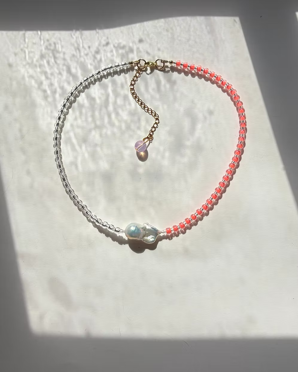 Luxe Pearl Necklace Coral