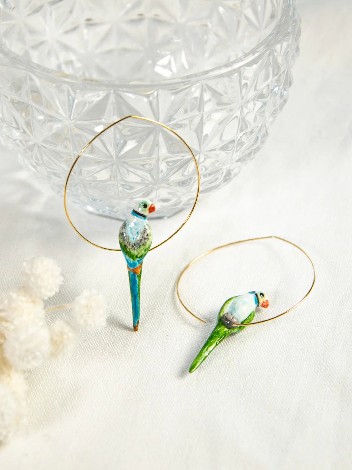 Blue&Green Parrot Hoop Earrings