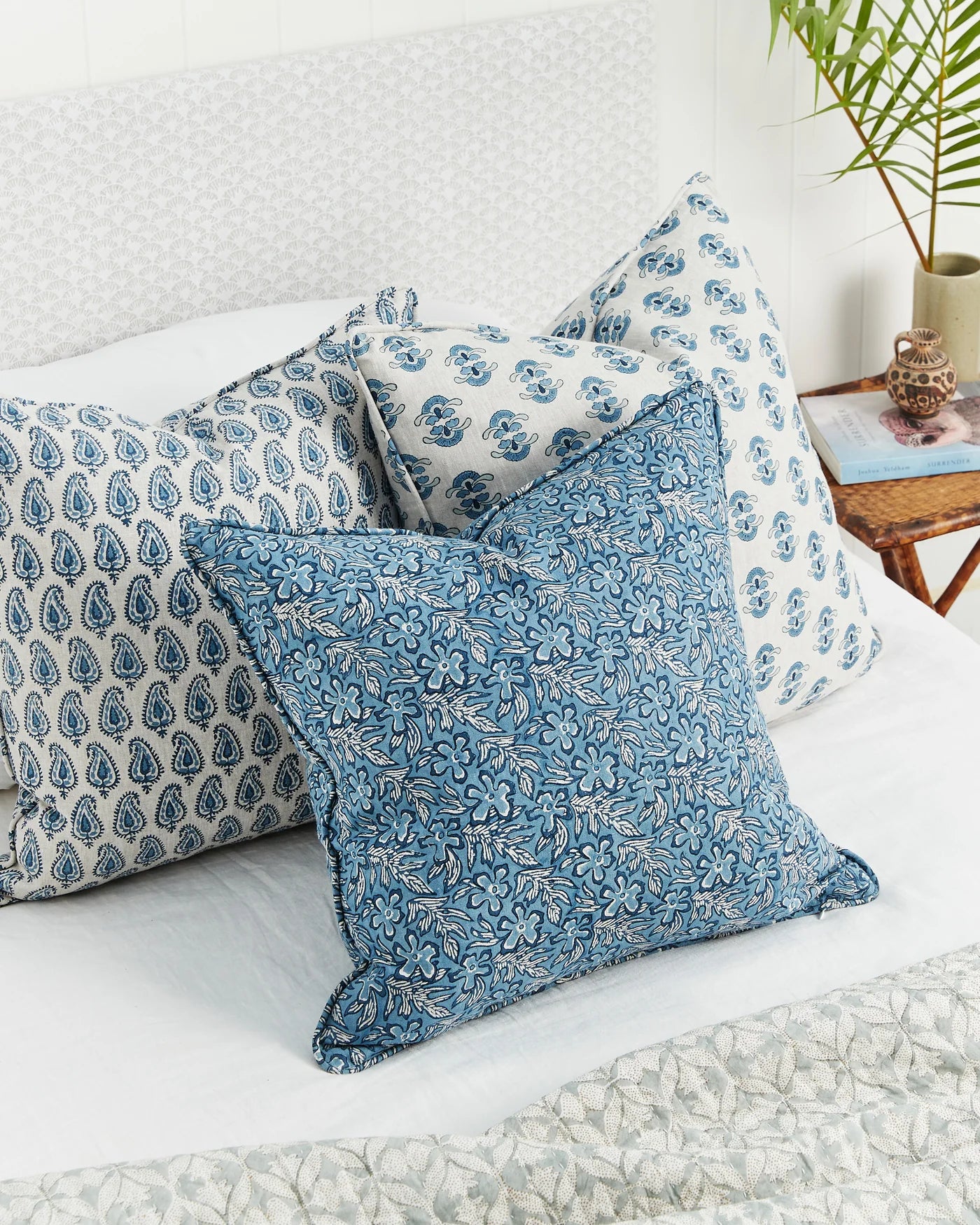 Sundara Azure Linen Cushion 50x50cm