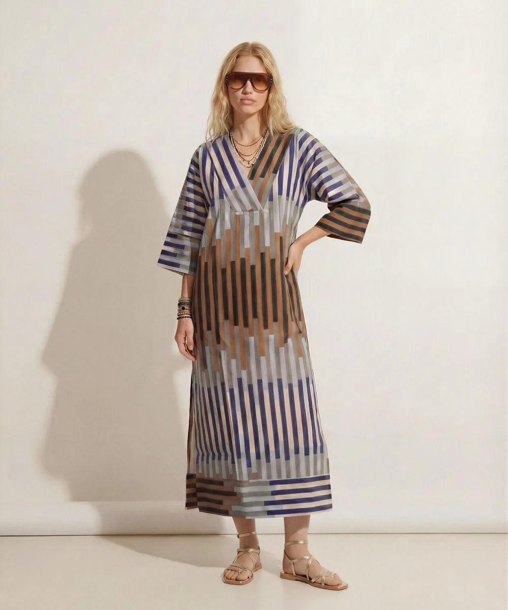 Linen Dress Lynx Brown & Grey
