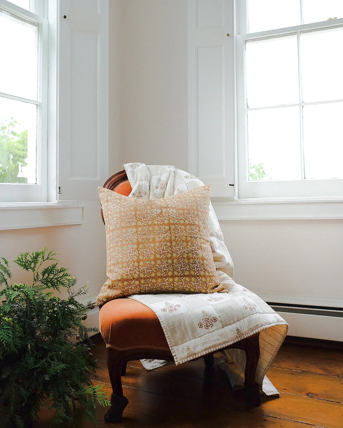 Shabana - Hand Block-printed Reversible Quilt - Brown