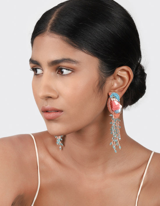Kingfisher Earrings Pink Turquoise