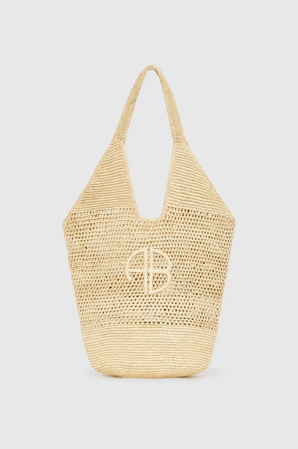 Leah Logo Hobo Raphia - Natural