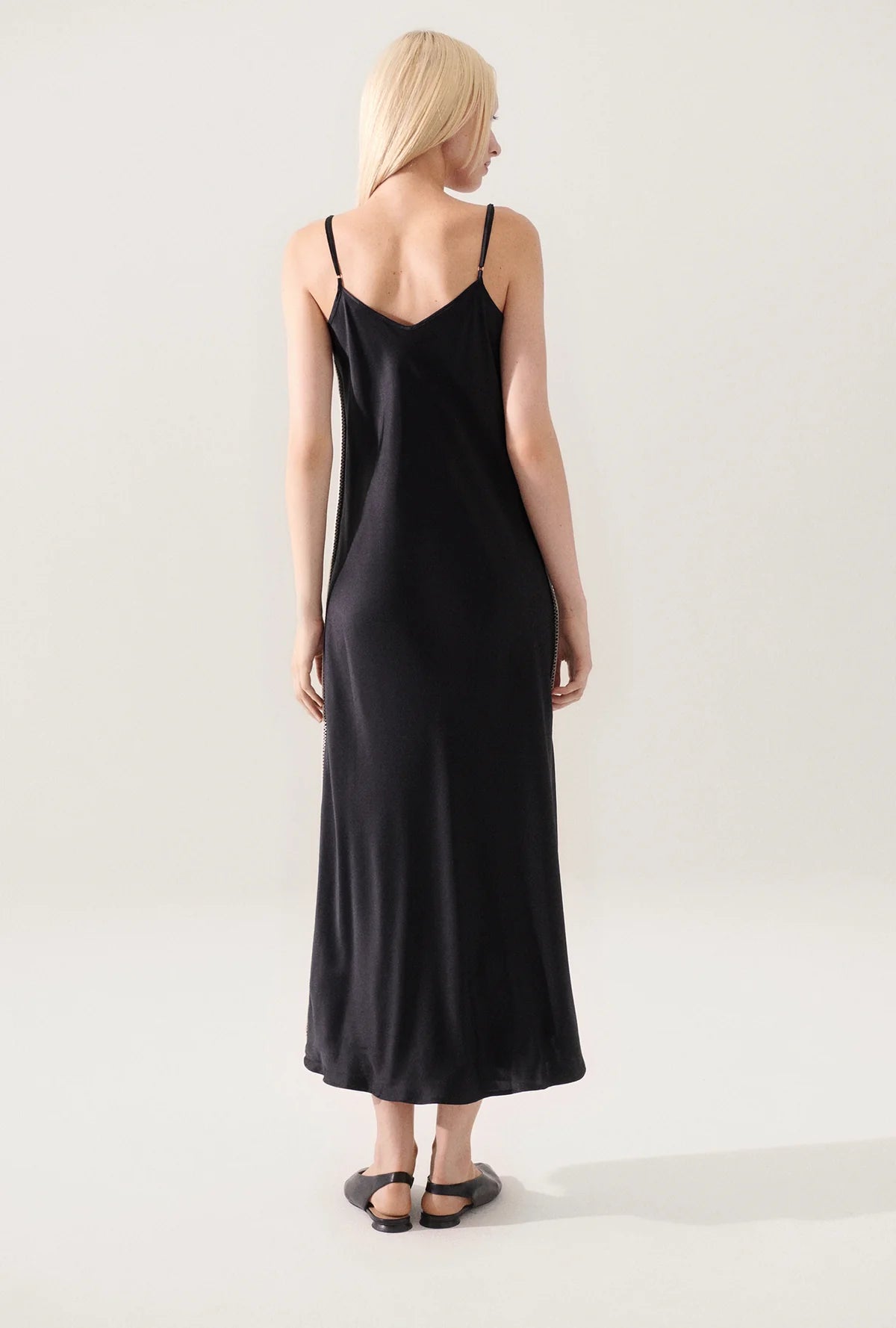 90s Slip Dress Blanket Stitch Black