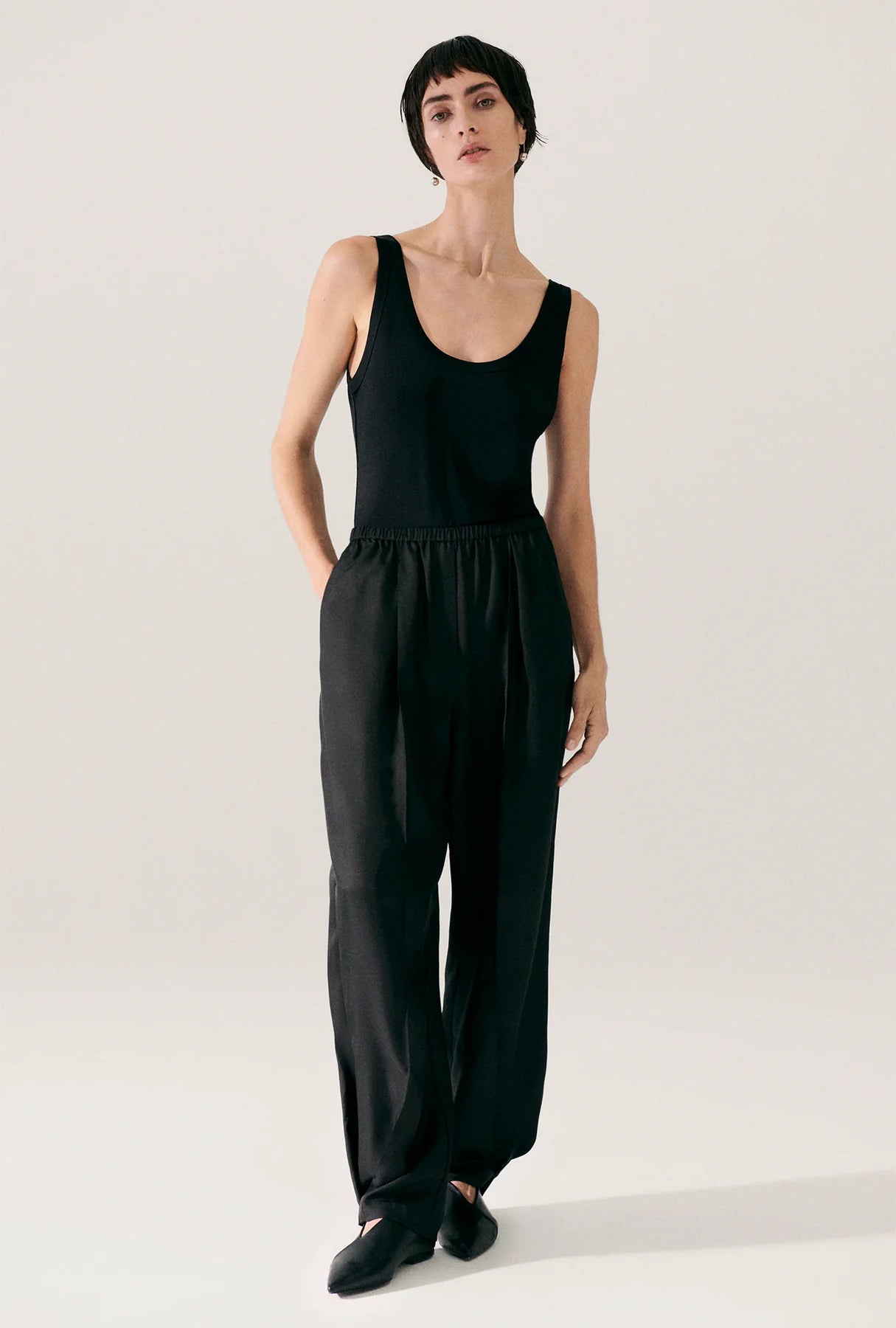 Silk Laundry Black Twill Harem Pants