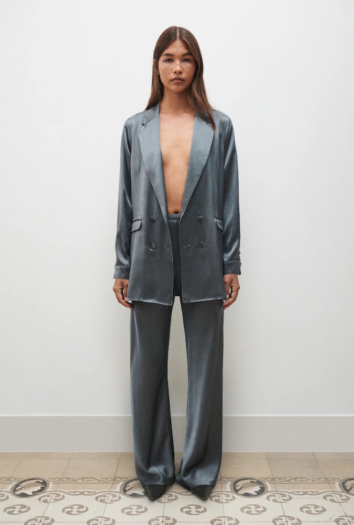 Bias Cut Pants Slate