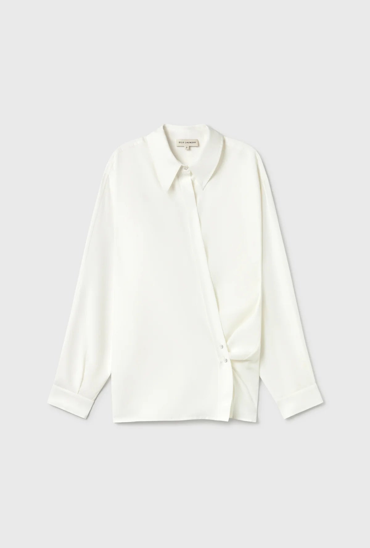 Cotton Silk Wrap Shirt White