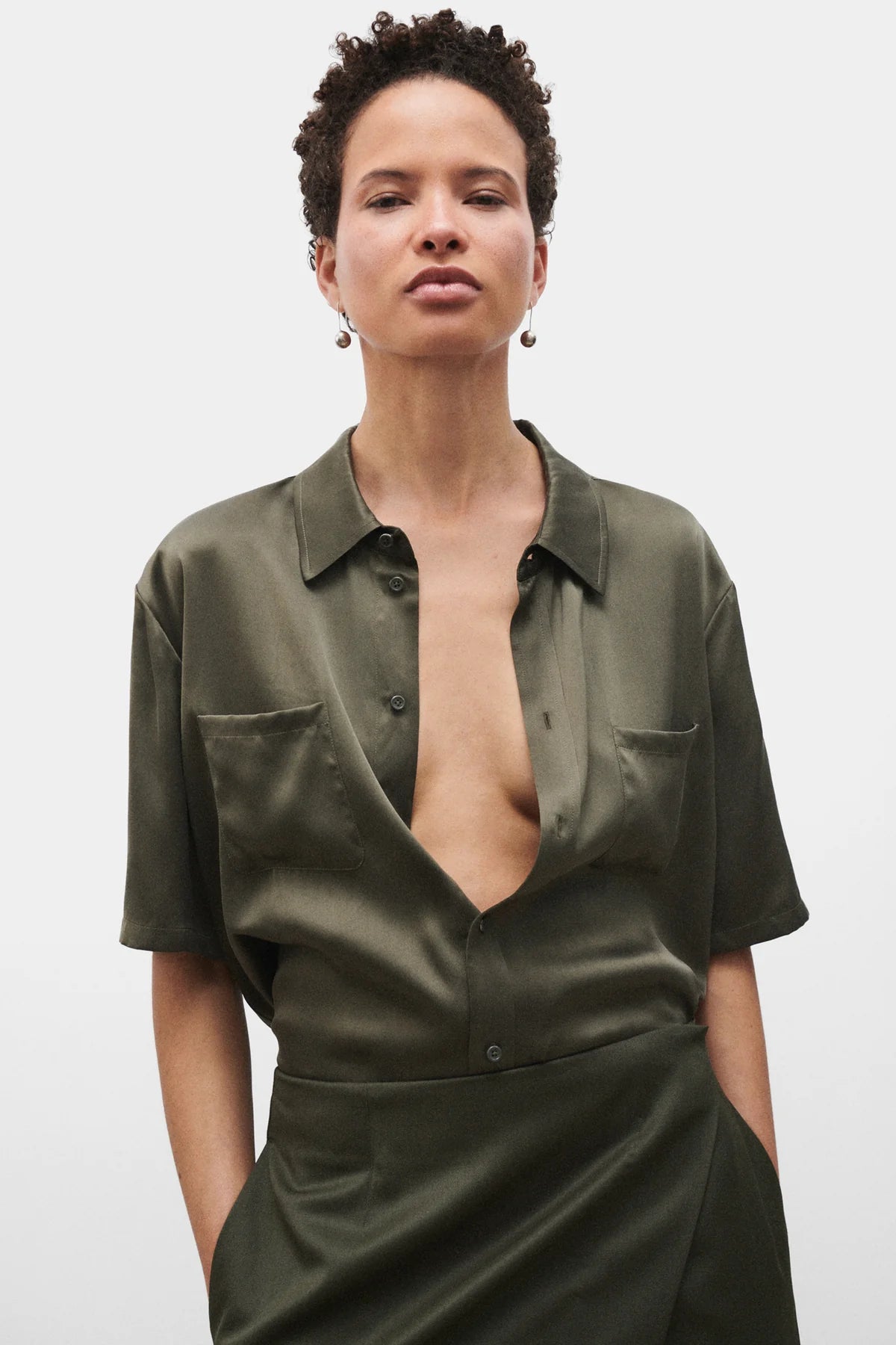 Short Sleeve Boyfriend Shirt Pine