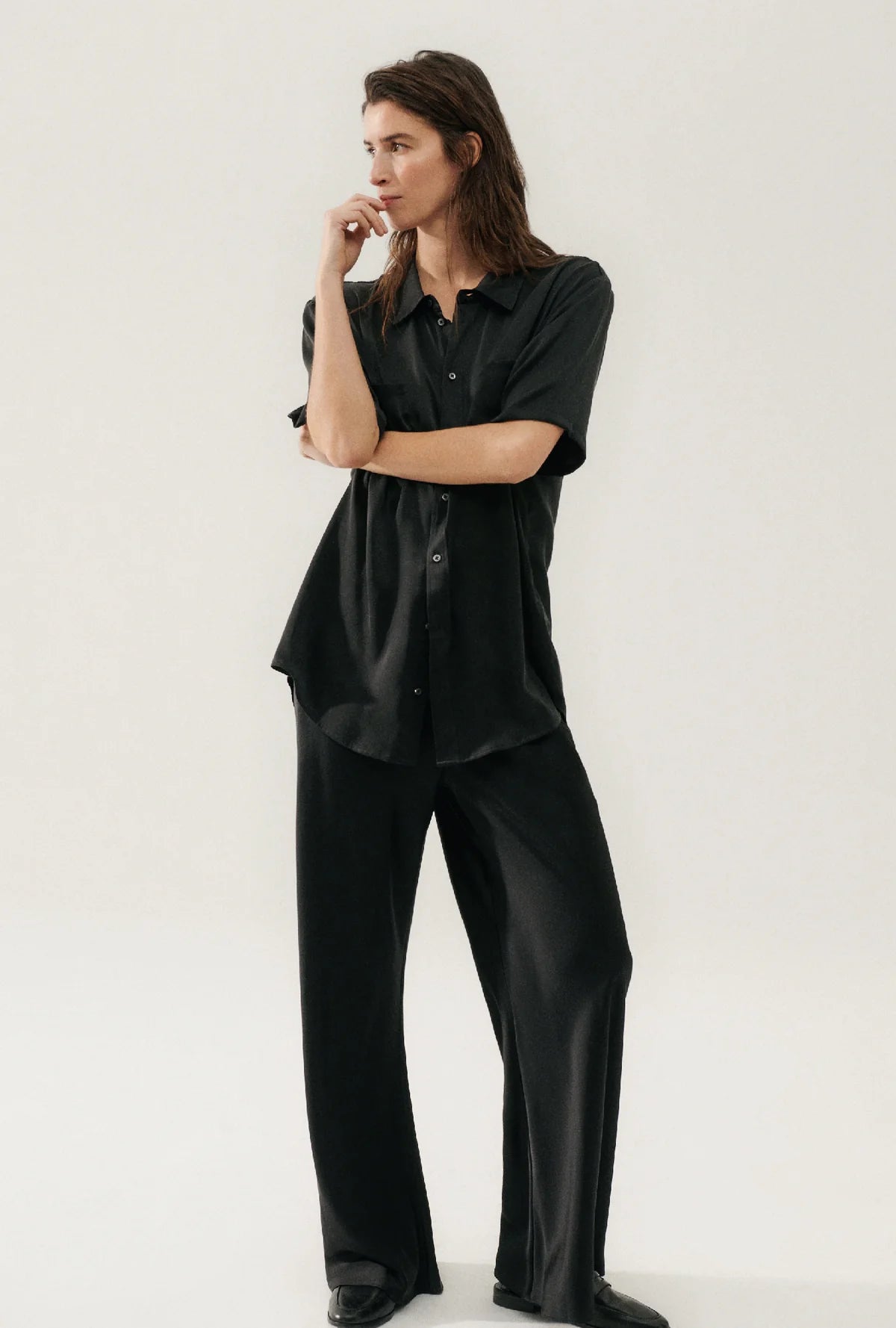 Bias Cut Pants Black - Silk Laundry