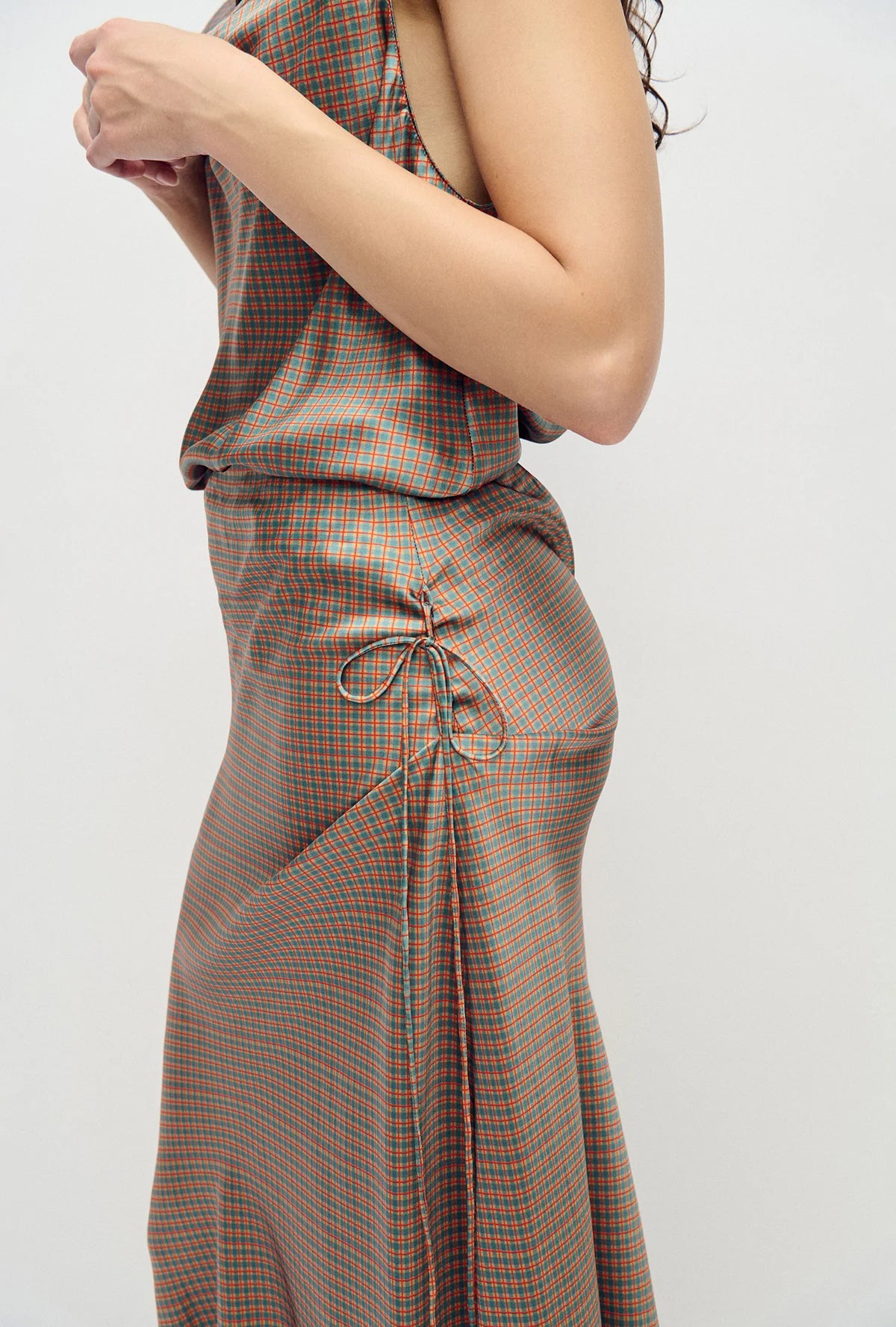 Long Bias Cut Skirt Micro Plaid - Silk Laundry