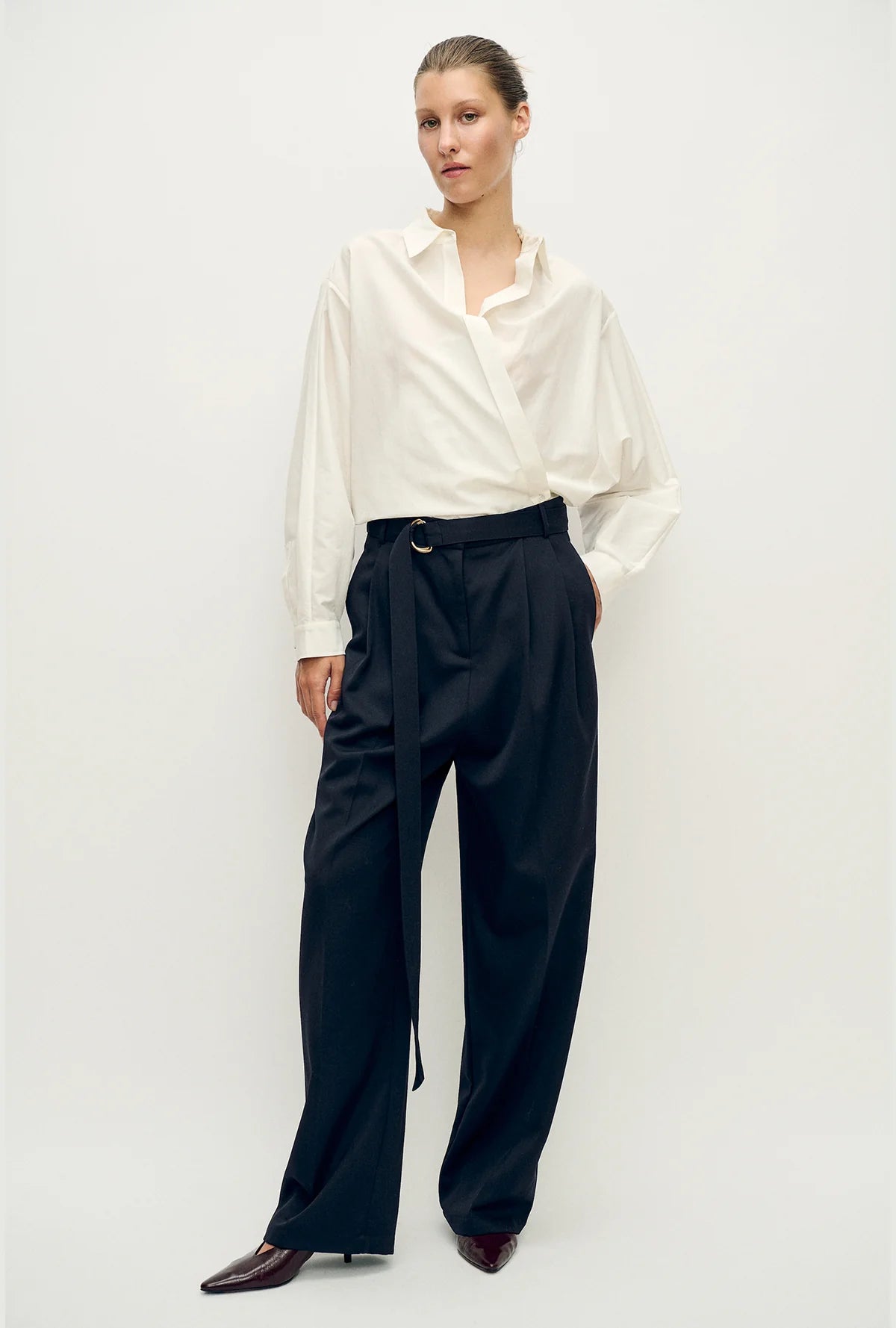 Cotton Silk Wrap Shirt White