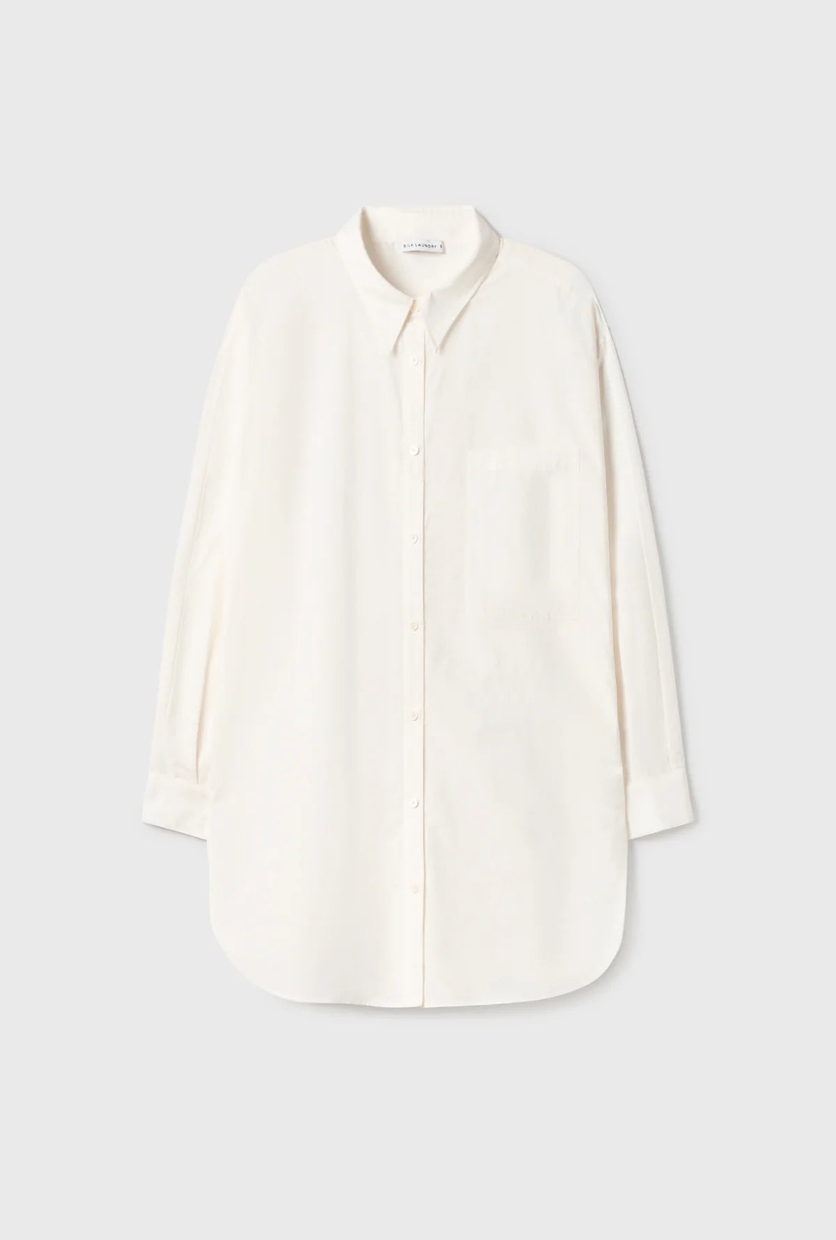 Cotton Silk Round Shirt White