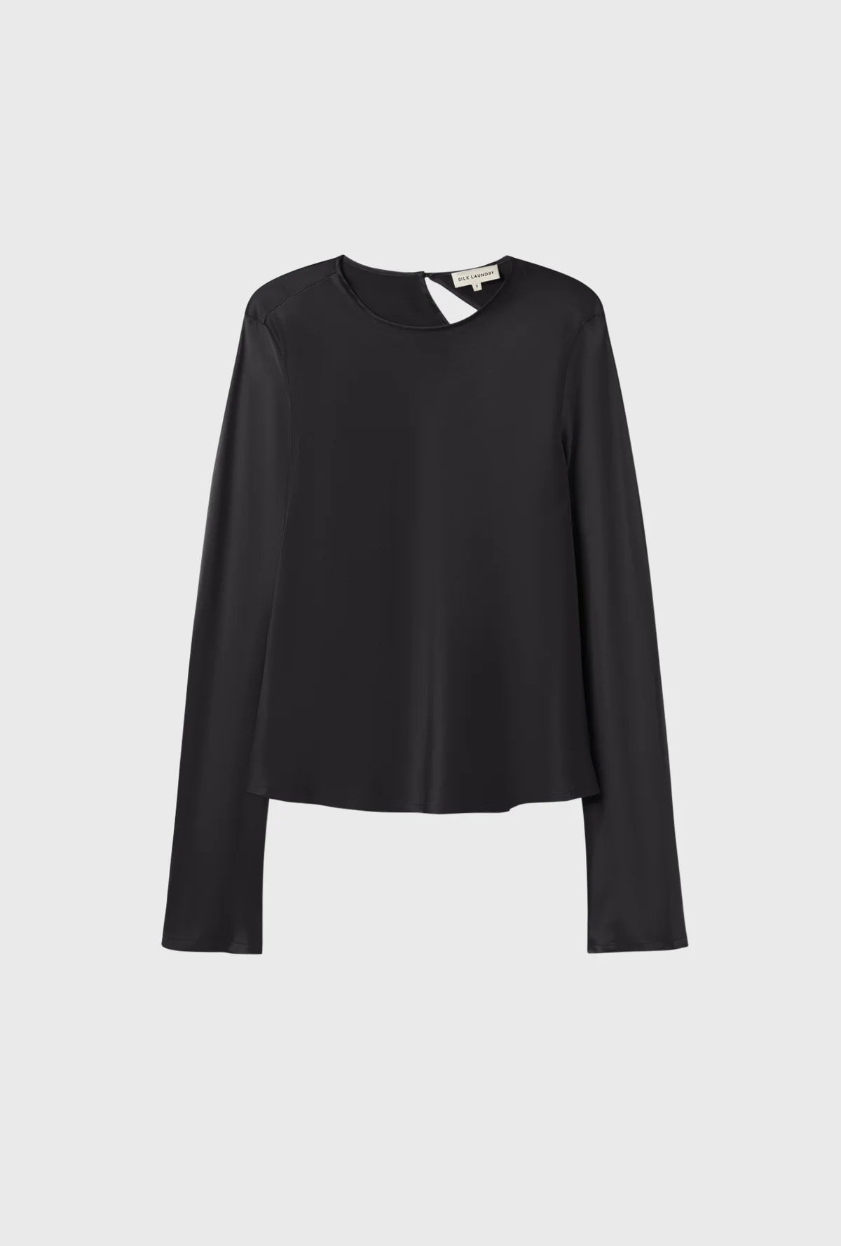 Long Sleeve Bias Top Black - Silk Laundry