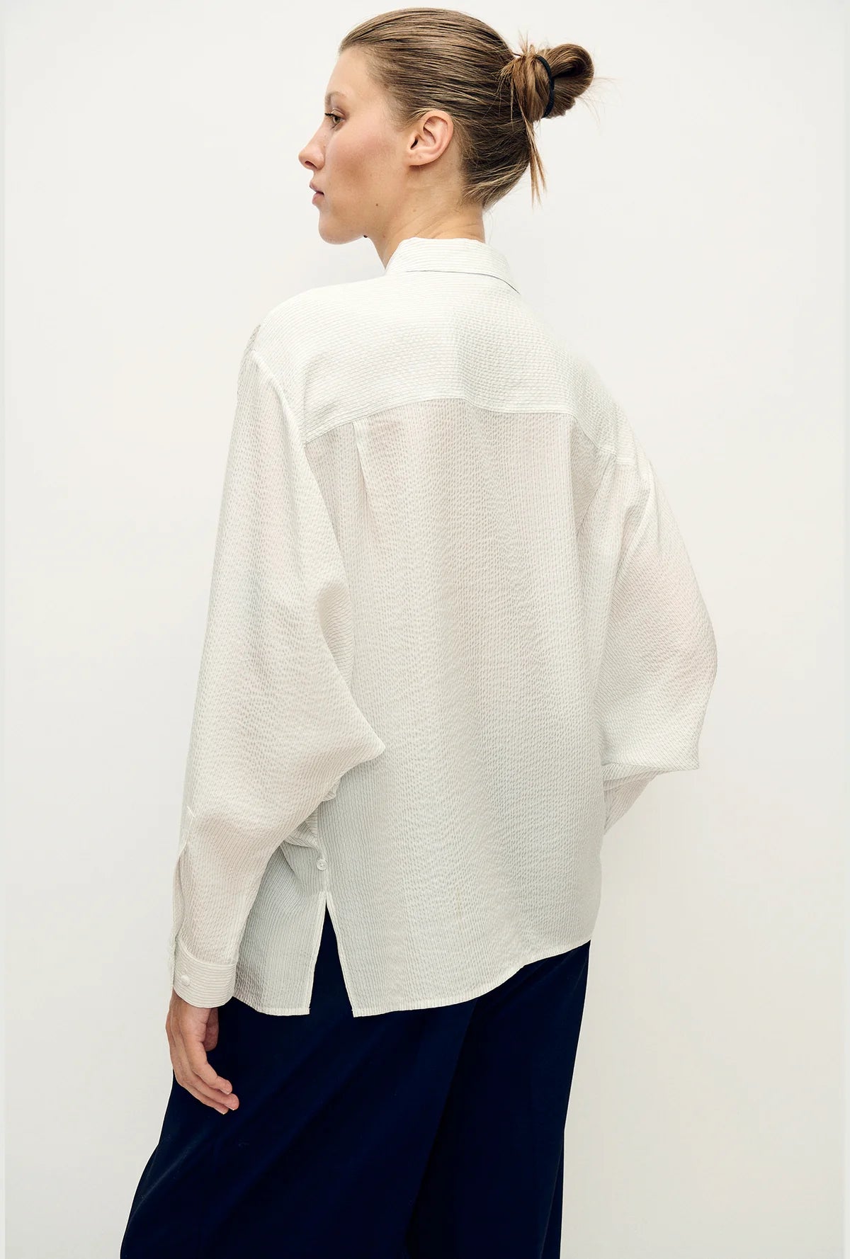 Cotton Silk Wrap Shirt White