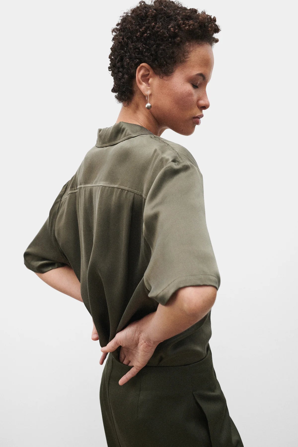 Short Sleeve Boyfriend Shirt Pine