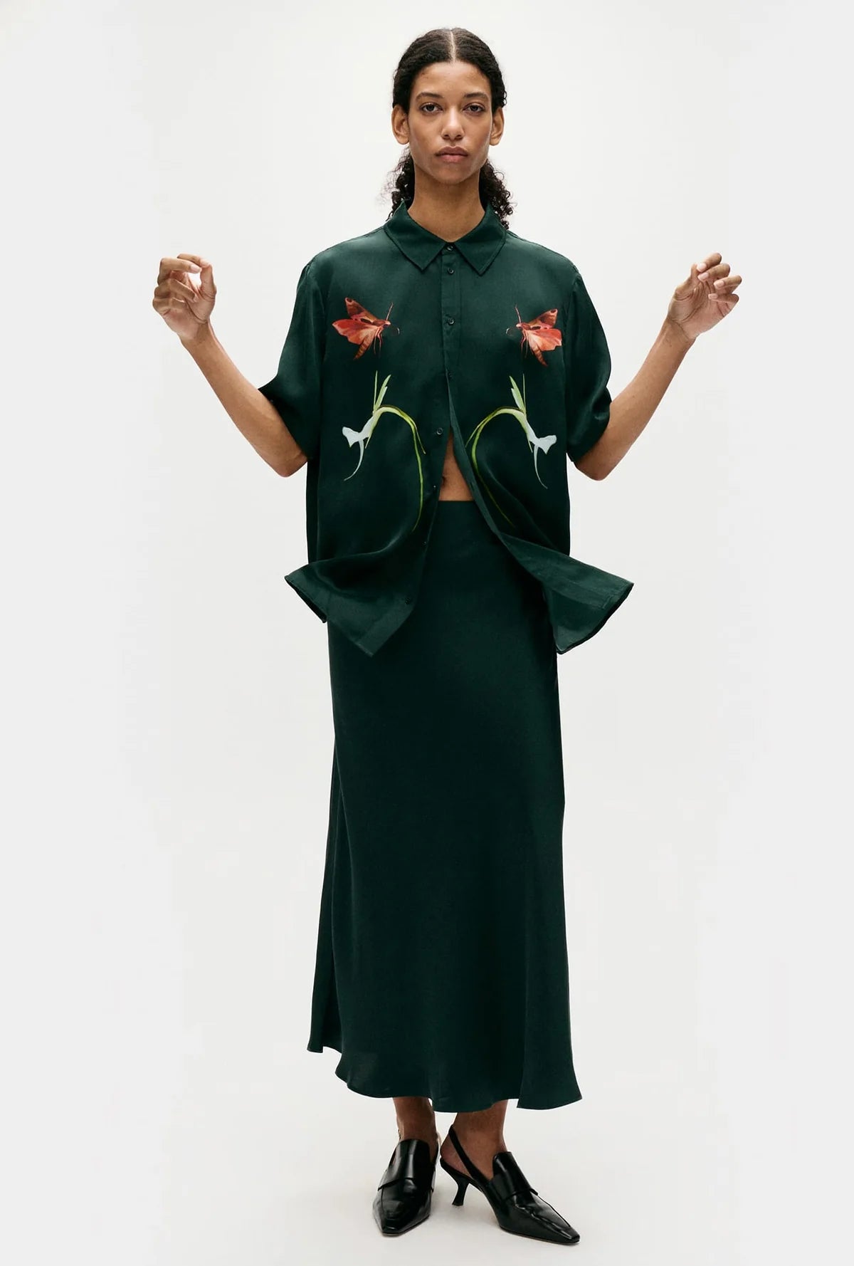 Long Bias Cut Skirt Scarab