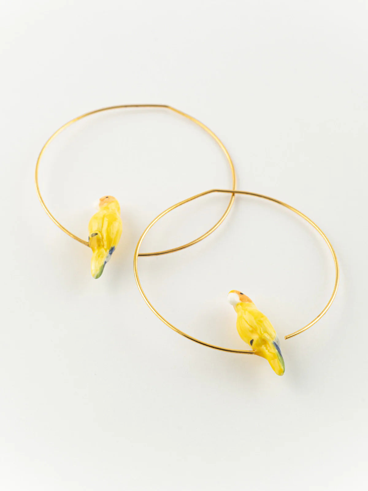Yellow Parrot Hoop Earrings