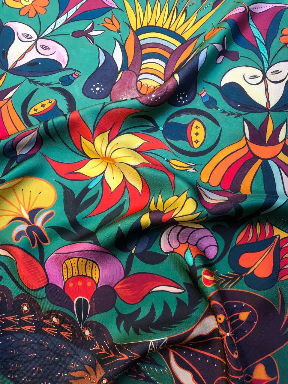 Silk Scarf “Forest song” F. Primachenko