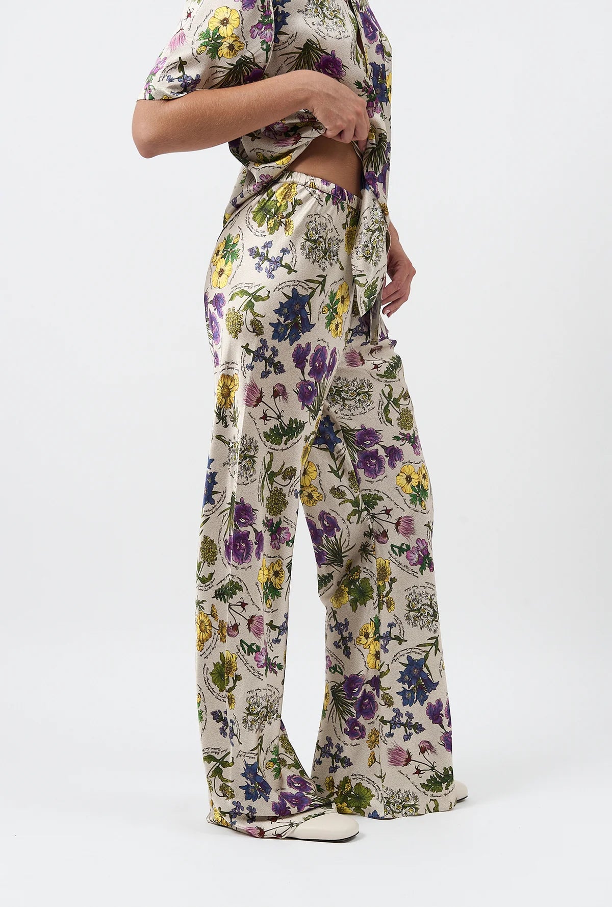Bias Cut Pants Endangered Flowers