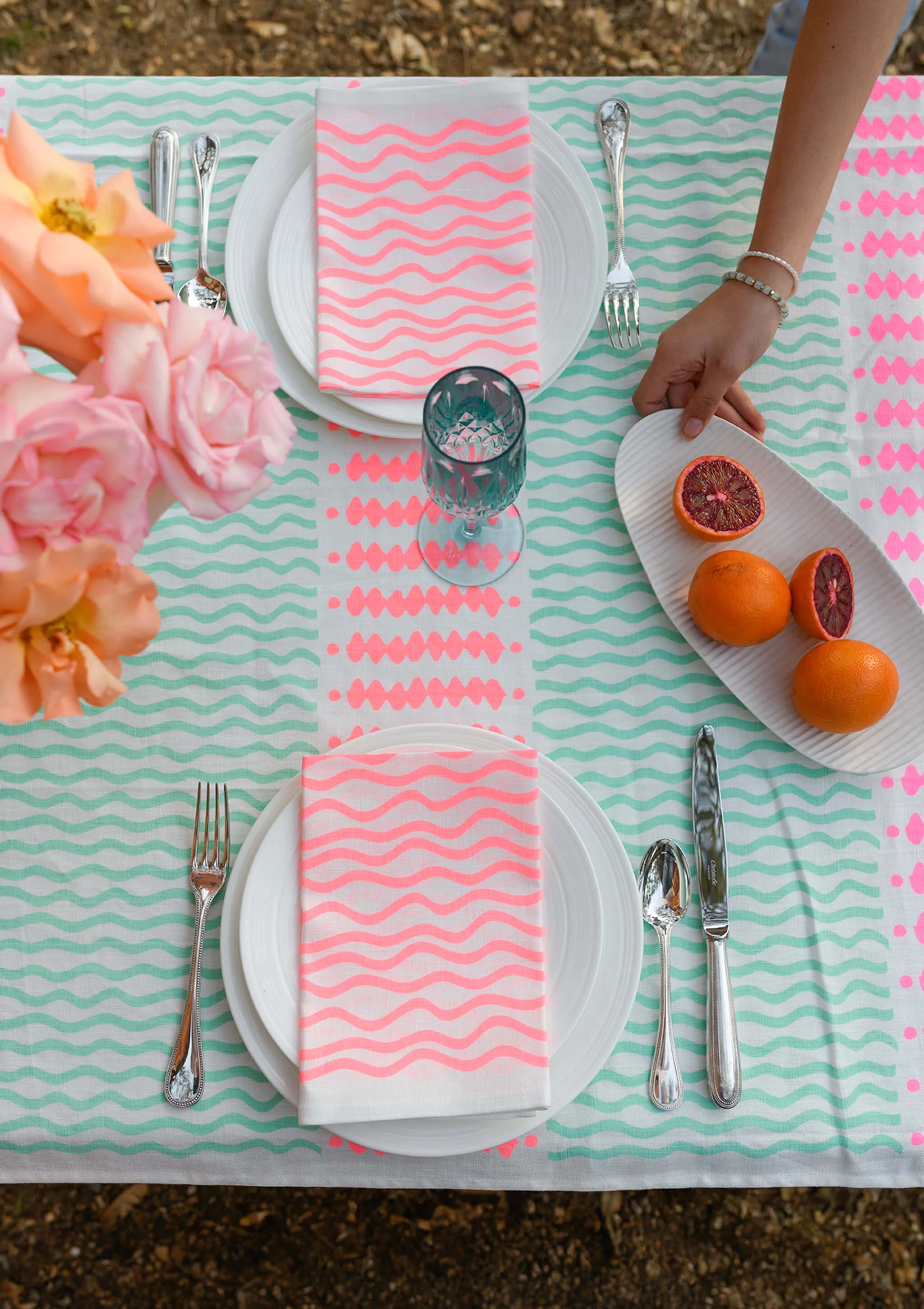Napkins (set of 4) Wiggly Stripe Flamingo - Aquadoor