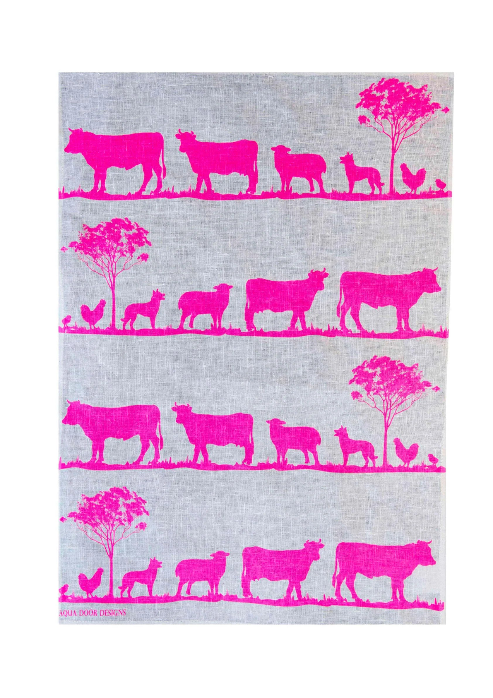Tea Towel Paddock Highlighter Pink - Aquadoor