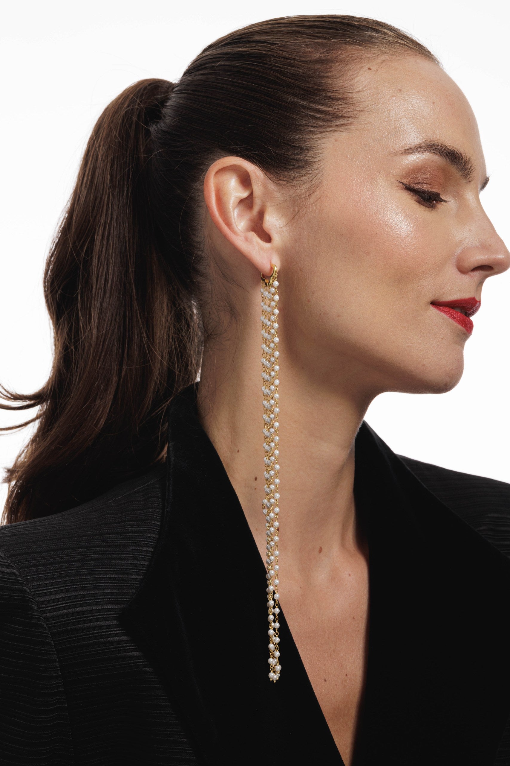 Waterfall Earrings Knotted Pearls