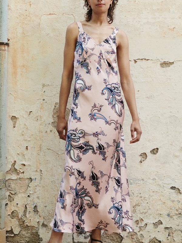 Deco Slip Dress Pink Paisley