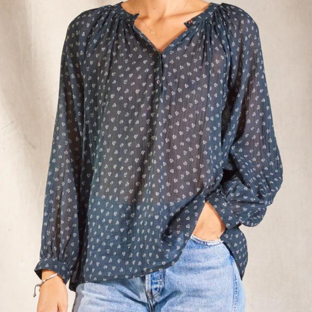 Mabe Faded Black/Ecru L/S Anouk Top